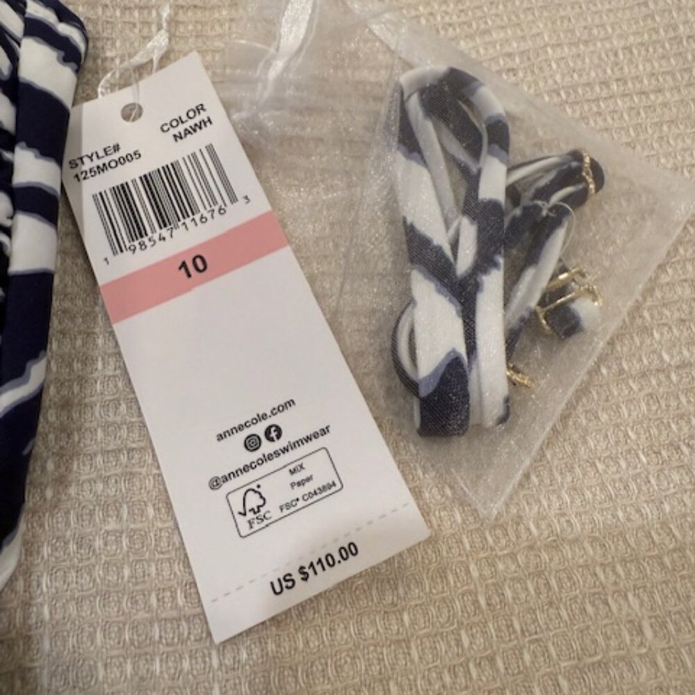 NWT ANNE COLE Twist Front Strapless One-piece Swimsuit Size 10 - Picture 5 of 7
